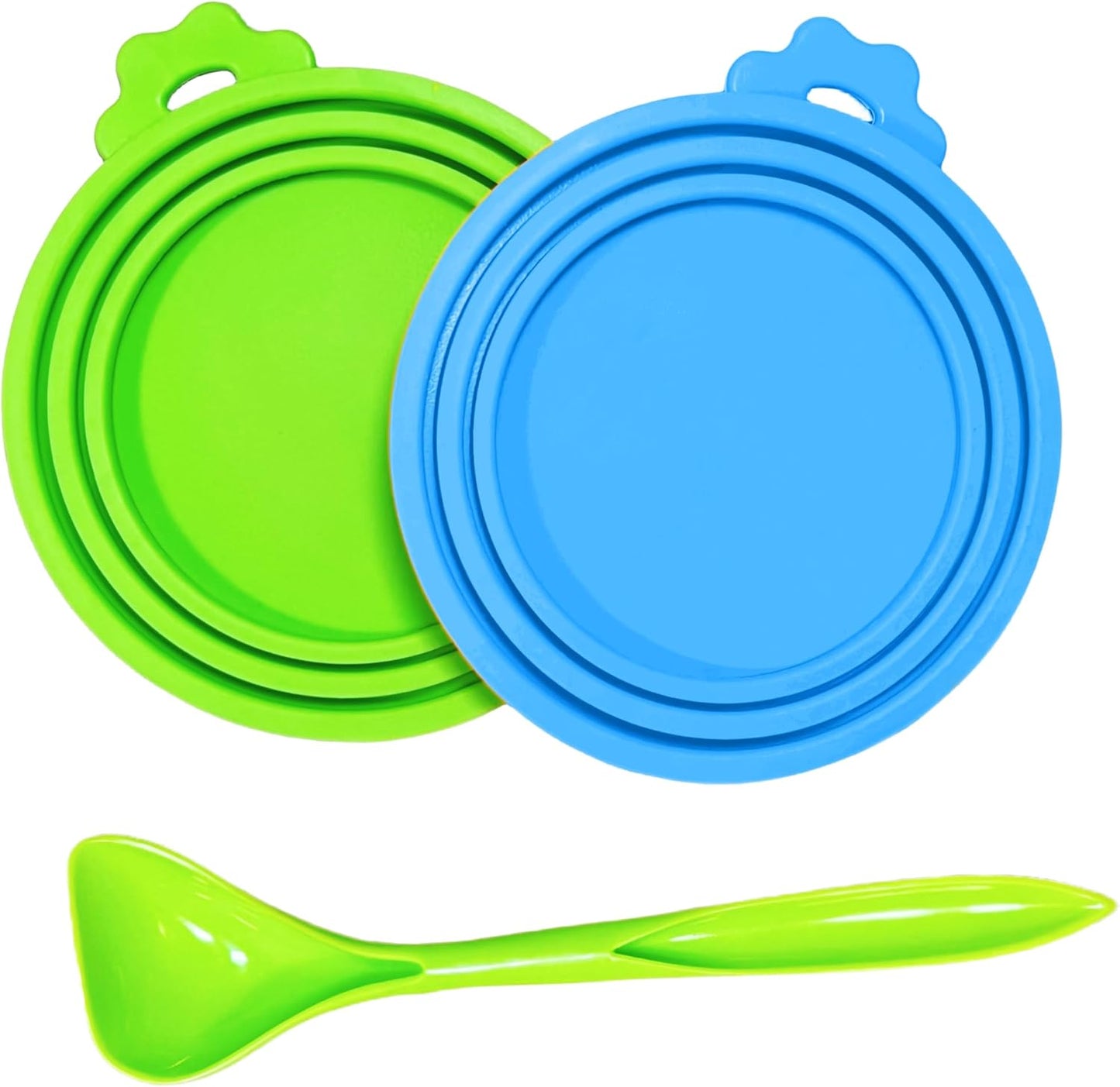 MoPawKT- Pet Food Can Covers, Silicone Can Lids for Cat/Dog Food, Universal 3 Sizes for Most of Standard Food Cans, BPA Free Reusable (2 lids+1 spoon)