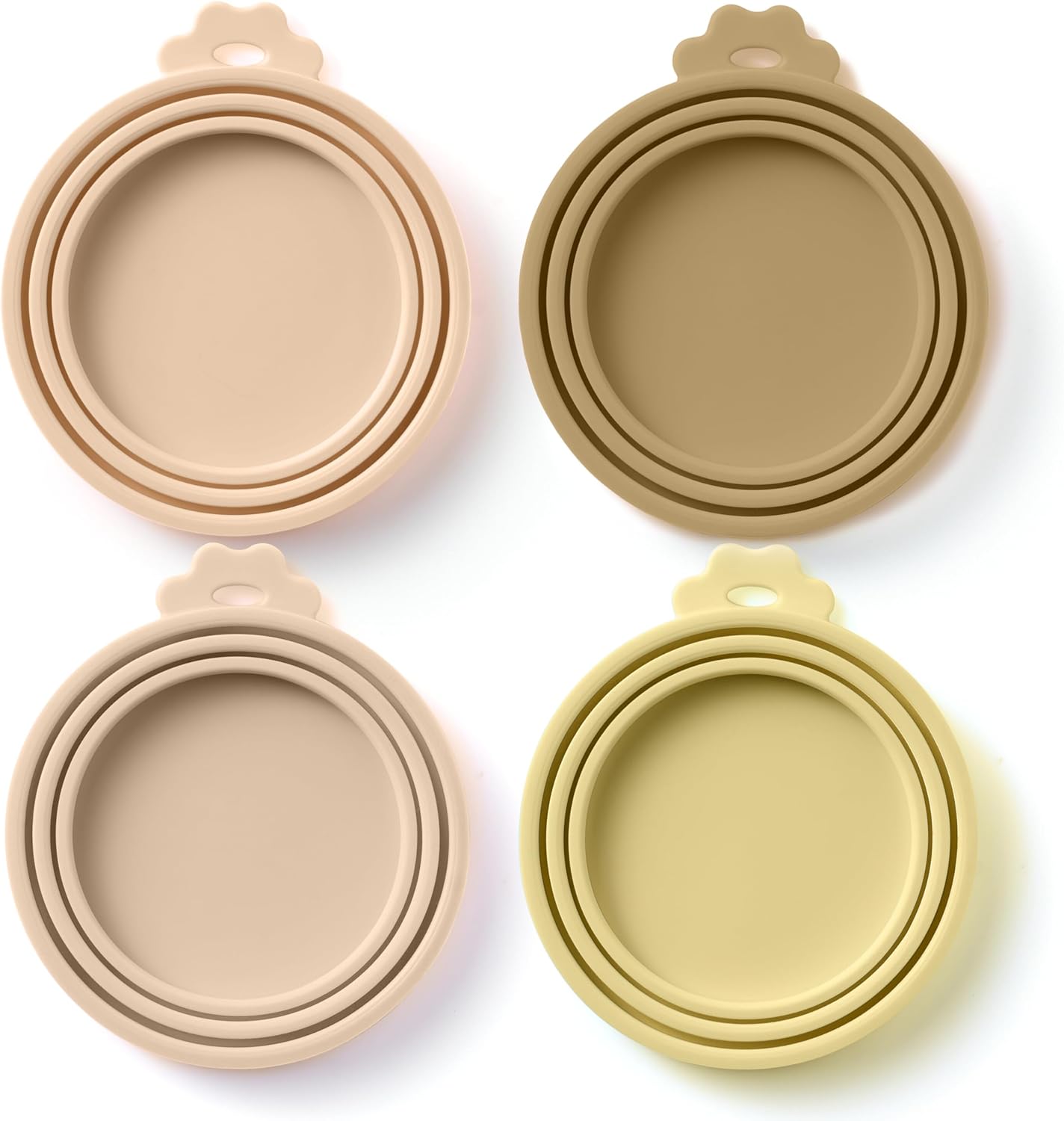 4 Pack Universal Pet Food Can Covers Lids - One fit 3 Standard Size Cans for Cats and Dogs Food Cans - Easy to Clean - Safe Silicone - Pastel Meadow