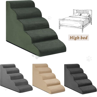 Aodisman 3-Step Dog Ramp and Stairs for Sofa and Chair - Non-Slip Sturdy Pet Steps for Small Dogs and Cats,15.7" H,Grey