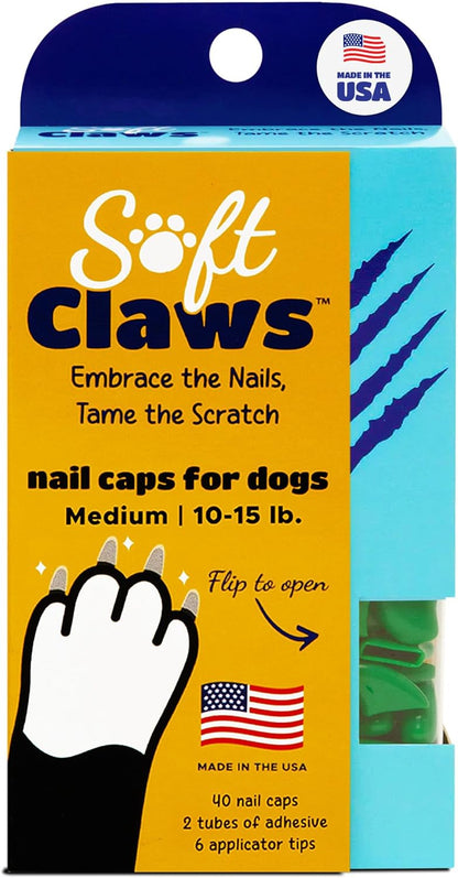 Soft Claws Nail Caps for Dogs with Non-Slip Design Made in USA - 40 Dog Nail Covers for Long-Lasting Protection of Floors and Furniture - Silver, XX-Large
