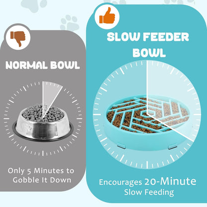 WHIPPY Slow Feeder Dog Bowl, Puzzle Maze Design to Slow Down Eating, 3-Cup Capacity, Anti-Gulping Food Bowl for Medium & Large Dogs,Black