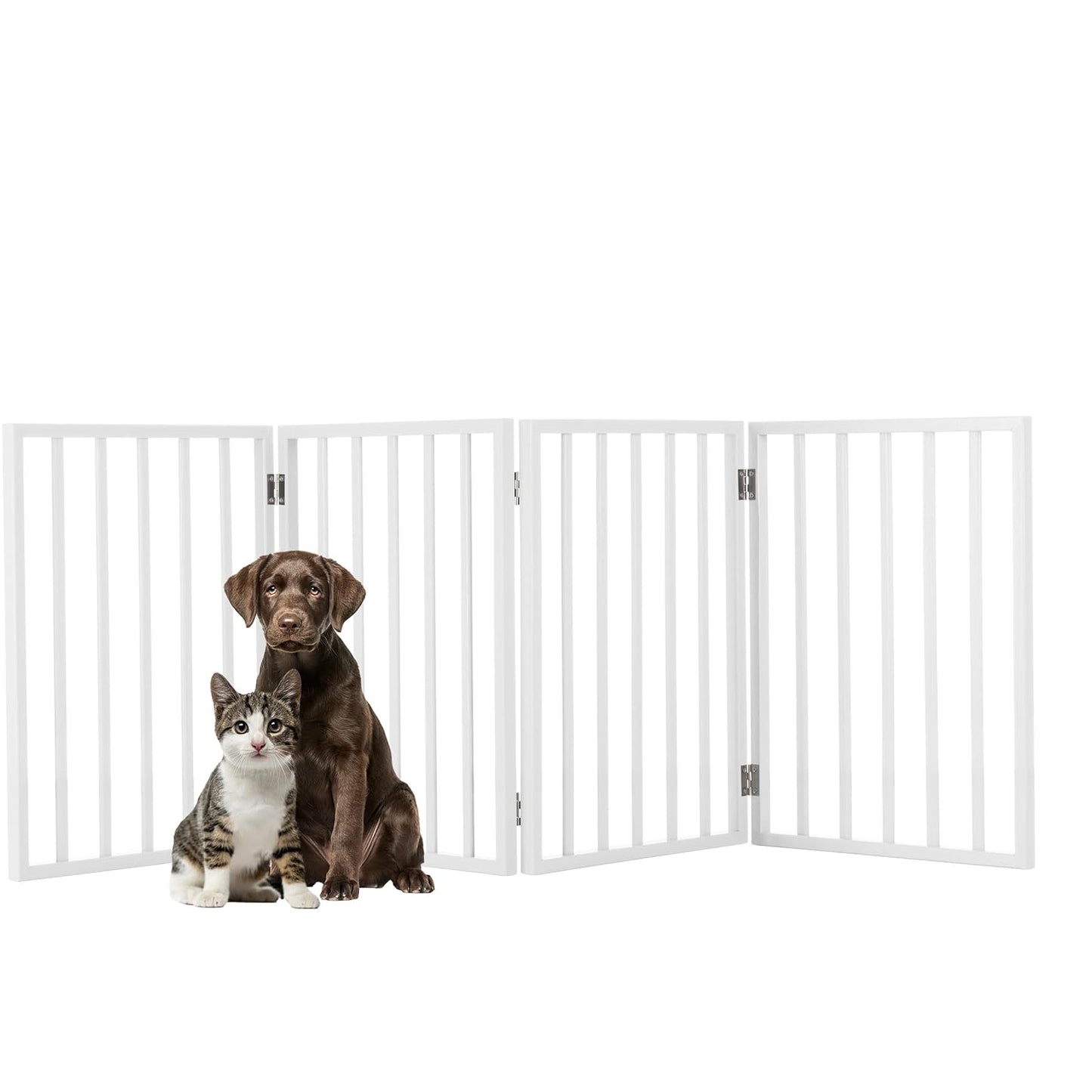 Pet Gate - 3-Panel Indoor Foldable Dog Fence for Stairs, Hallways, or Doorways - 55x24-Inch Retractable Freestanding Dog Gates by PETMAKER (White)