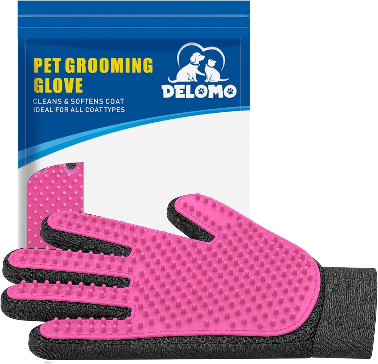 Pet Hair Remover Glove - Gentle Pet Grooming Glove Brush - Deshedding Glove - Massage Mitt with Enhanced Five Finger Design - Perfect for Dogs & Cats with Long & Short Fur - 1 Pack (Right-hand), Green