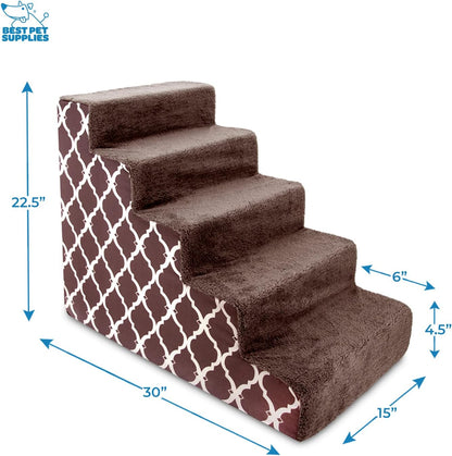 Best Pet Supplies Dog Stairs & Steps - Foam Steps for Small Dogs & Cats, Non-Slip Indoor Balanced Pet Step Support, Dog Ramp, No Assembly, Ash Gray Linen, 2-Step (12-inch Height)