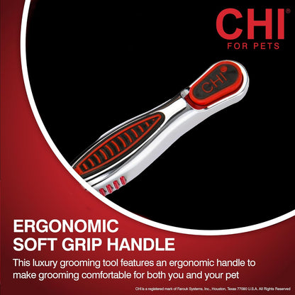 CHI for Dogs 2 in 1 Dematting and Deshedding Rake, Dual Head Dog Grooming Tool with Wide Tooth Dematting Rake and Fine Deshedding Rake, Detangler Comb for Thick Double and Long Dog Coat