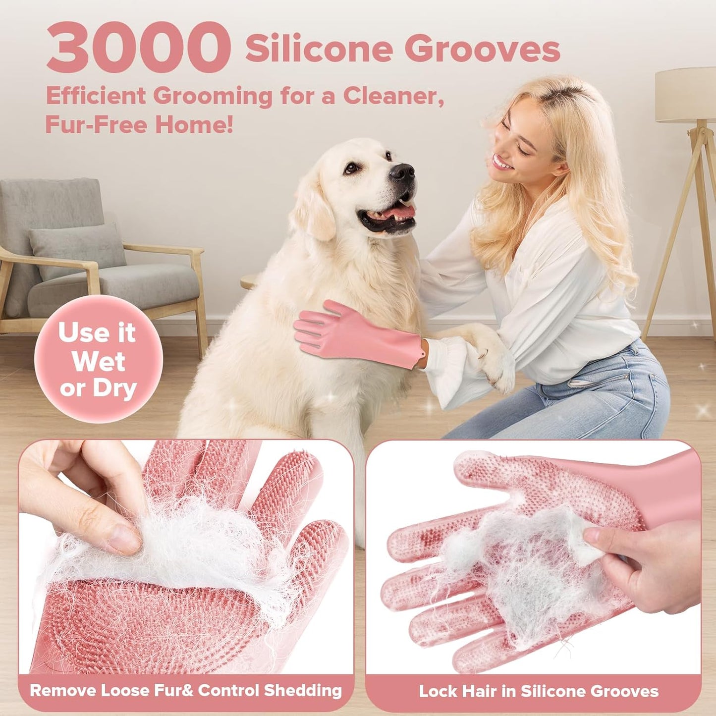 Augwind 6PCS Pet Grooming Kit for Dogs, Cats and Horses | Dog Washing Gloves | Cleanroom Gloves | Dog Bath Brush | Dog Bath Gloves | Dog Shampoo Brush | Dog Bath Supplies (Navy Blue)