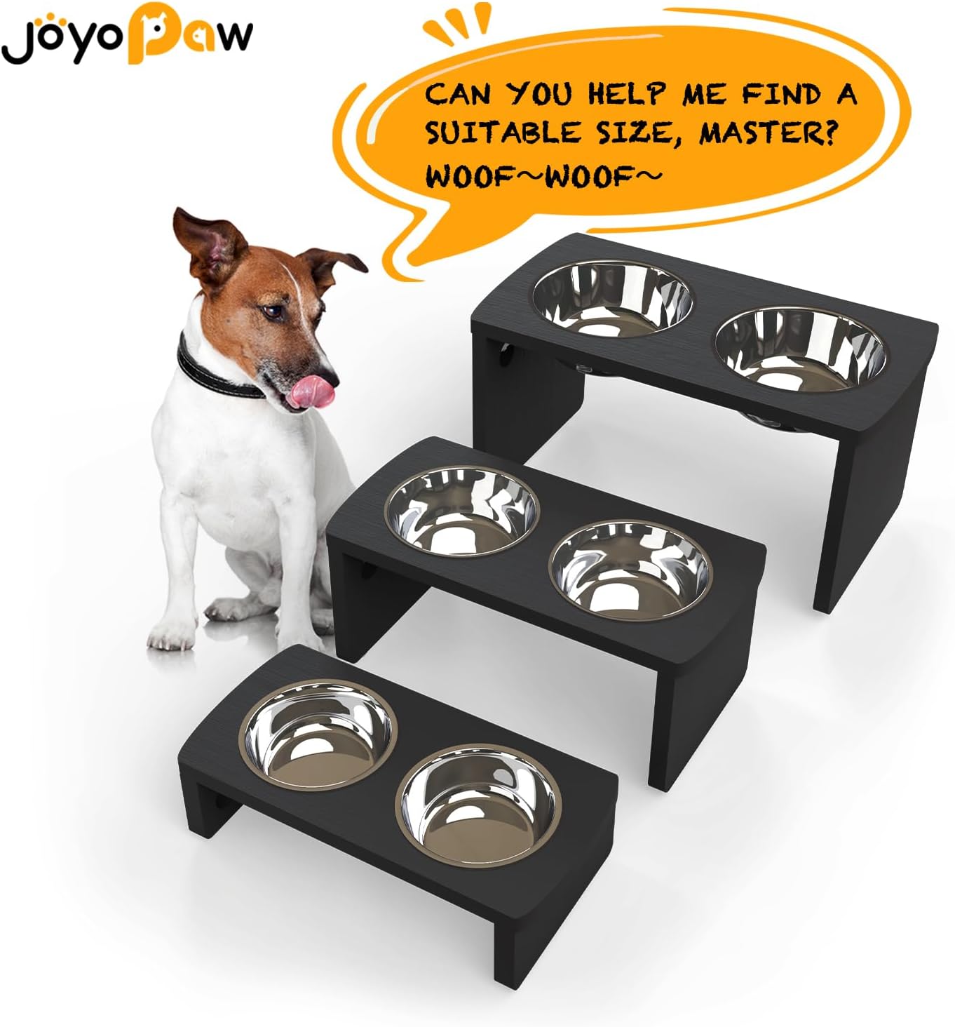 Elevated Dog Bowls, Bamboo Raised Dog Bowl for Medium Dogs, with 2 Stainless Steel Bowls (7'' Tall-40 oz Bowl)