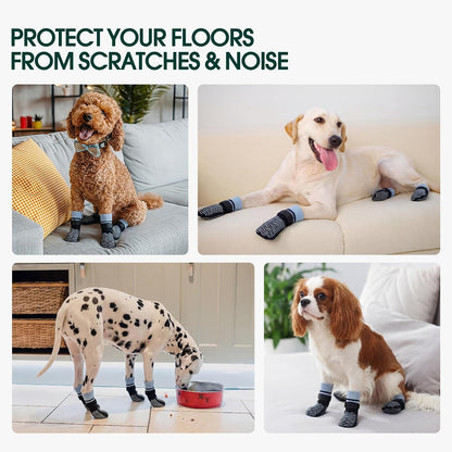 Kuoser Non Slip Dog Socks for Hardwood Floors, Dog Grippy Socks with Double-Sided Traction, Anti Slip Dogs Booties Paw Protectors to Prevent Licking Paws for Small Medium Large Senior Dogs, 4 Pack-M