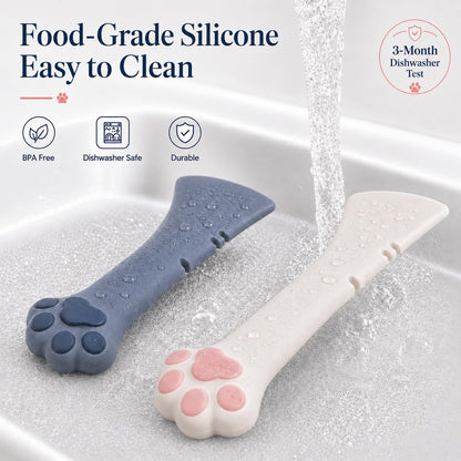 Meow&Woof Cover for Pet Can Food/Cat Wet Food Spoon/Lid for Dog Cans/Cute Paw Shape One Lid One Spoon Pack (Gray)