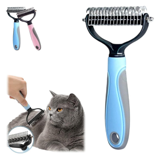 Vivanchor Pet Pro, Dual-Sided Pet Dematting Comb for Dogs & Cats, Grooming Comb for Dogs, Pet Deshedding Brush, Brush Micro Scratching For Removing Loose Hair, Mats, Tangles & Undercoat (Blue)