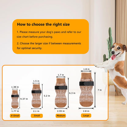 Dog Socks 12 Pack to Prevent Licking Paws, Anti Slip Dog Booties and Paw Protectors for Hardwood Floors Hot Pavement, Suitable for Small Medium Large Senior Dogs - Size Medium