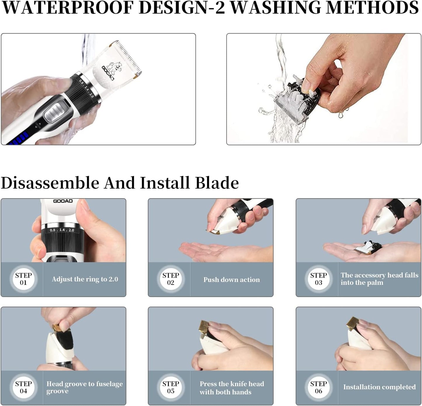 Dog Clippers for Grooming,Dog Grooming Kit for Heavy Thick Hair&Coats/Low Noise Rechargeable Cordless Hair Trimmer/Pet Shaver with Paw Trimmer for Small & Large Dogs Cats