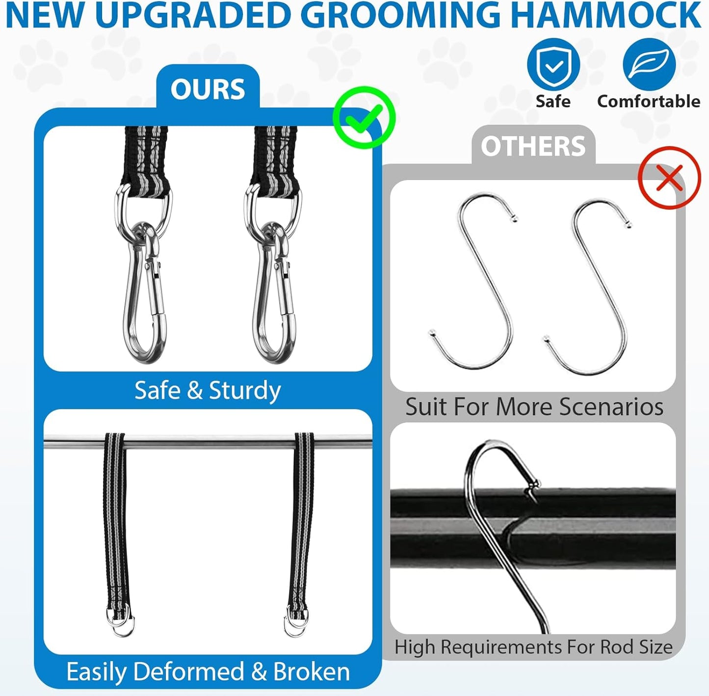 ATESON Pet Grooming Hammock with Nail Clippers/Nail Trimmers/Grooming Scissors, Dog Grooming Harness for Nail Trimming, Pet Grooming Sling Helper
