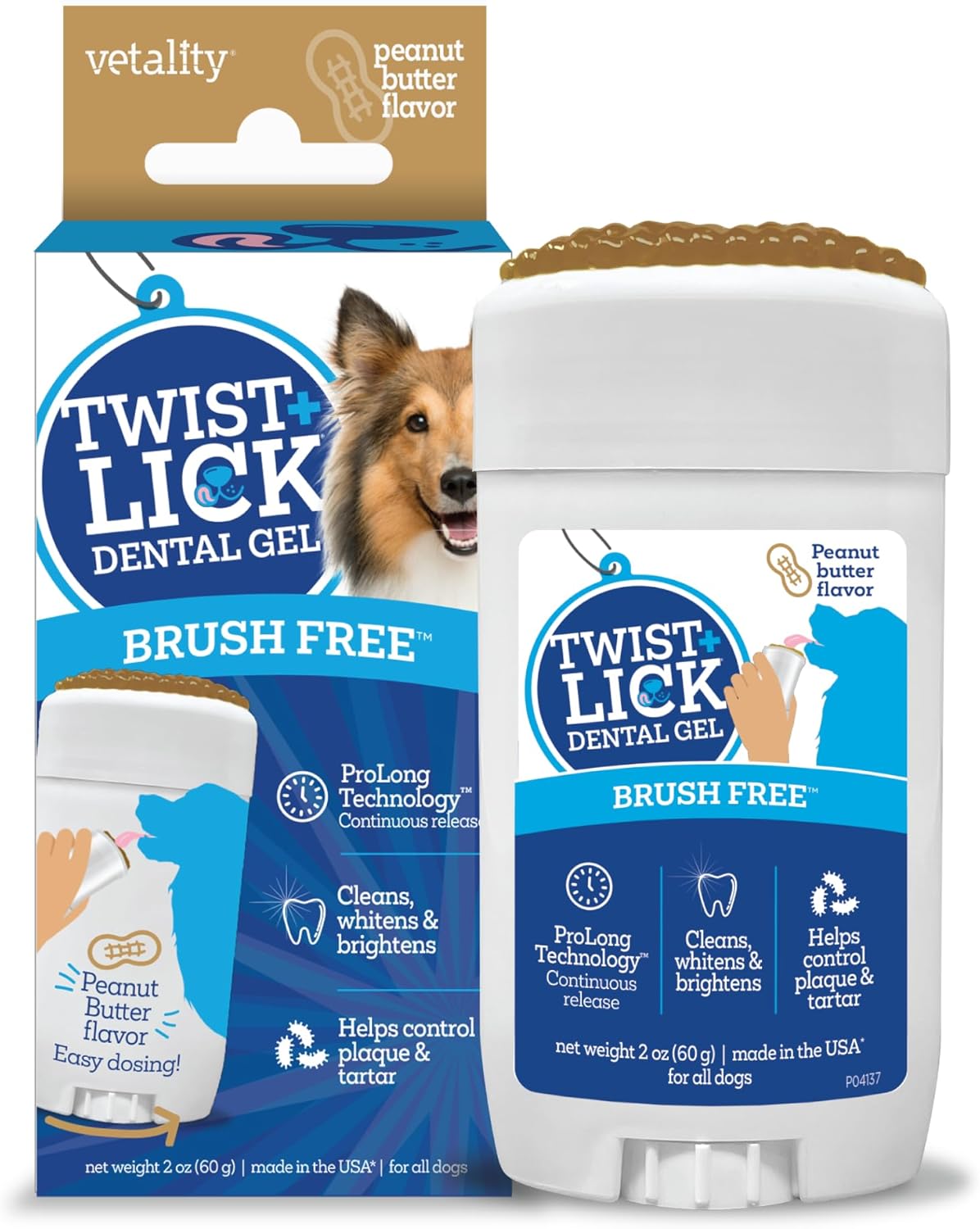 Twist + Lick Dental Gel for Dogs, Cleans Teeth and Freshens Breath for 24 Hours, Chicken Flavor, 2 oz, 30 Day Supply