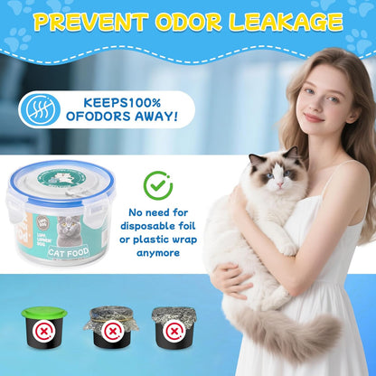 Canned Cat Food Storage Lids,Reusable Airtight Can Cover Pet Food Sealer - Keeps Dog Food Storage Container Food Fresh, Cat Food Container Eliminates Odor, Easy To Use With SUS 304 Spoon,Can Opener