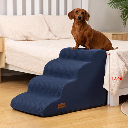 Aodisman 3-Step Dog Ramp and Stairs for Sofa and Chair - Non-Slip Sturdy Pet Steps for Small Dogs and Cats,15.7" H,Grey