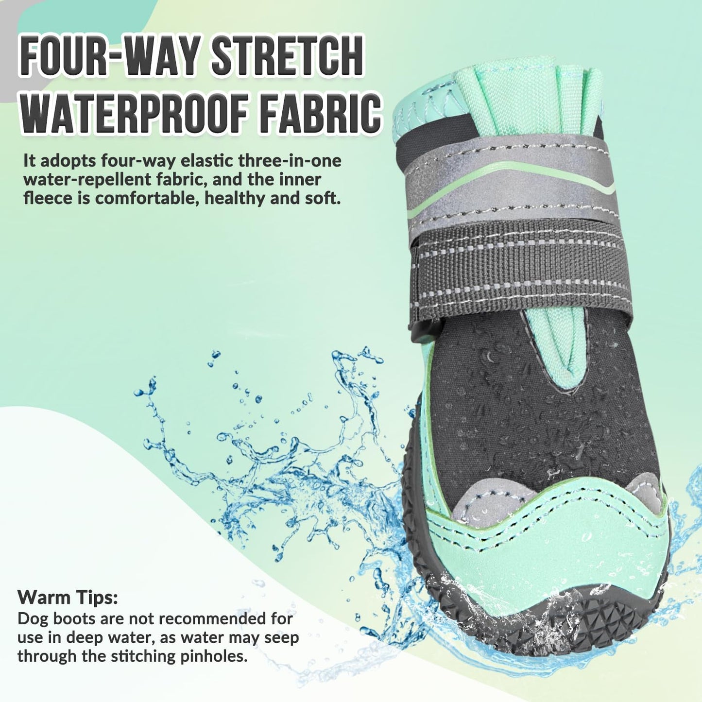 SlowTon Dog Shoes for Large Small Medium Dogs - Breathable Dog Boots for Summer Hot Pavement, Paw Protector for Outdoor Walking Winter Snow, Anti-Slip Rubber Dog Booties for Hardwood Floor (Green, 6)