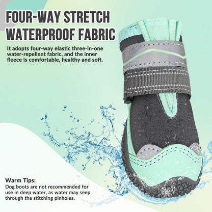 SlowTon Dog Shoes for Large Small Medium Dogs - Breathable Dog Boots for Summer Hot Pavement, Paw Protector for Outdoor Walking Winter Snow, Anti-Slip Rubber Dog Booties for Hardwood Floor (Green, 6)