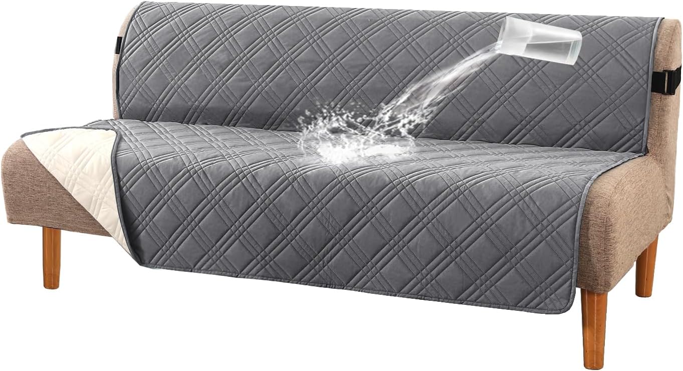 H.VERSAILTEX 100% Waterproof Slipcovers for Couches and Sofas Modern Pet Couch Cover Thick Soft Furniture Protector with Elastic Straps(Sofa, Lily Pad/Beige)