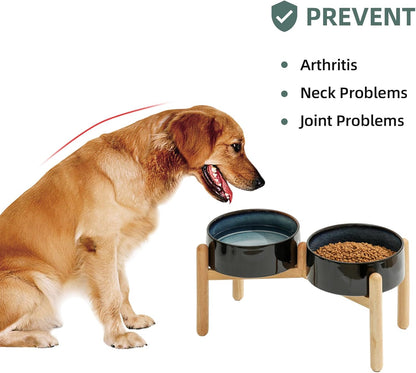 Havniva 8.3inch Ceramic Raised Dog Bowl with Stand, Elevated Dog Bowls for Large Breed Dog Food and Water Bowl Non-Slip Dog Dish Large Capacity Feeding Pet Water Bowl