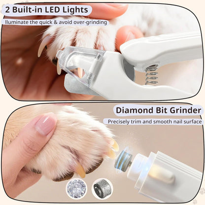 2-in-1 Dog Nail Trimmers & Dog Nail Grinder, Dog Nail Clippers with 2 LED Lights & Safety Guard, USB Rechargeable, Multiple Grinding Methods for Small, Medium, and Large Dogs & Cats (Green)