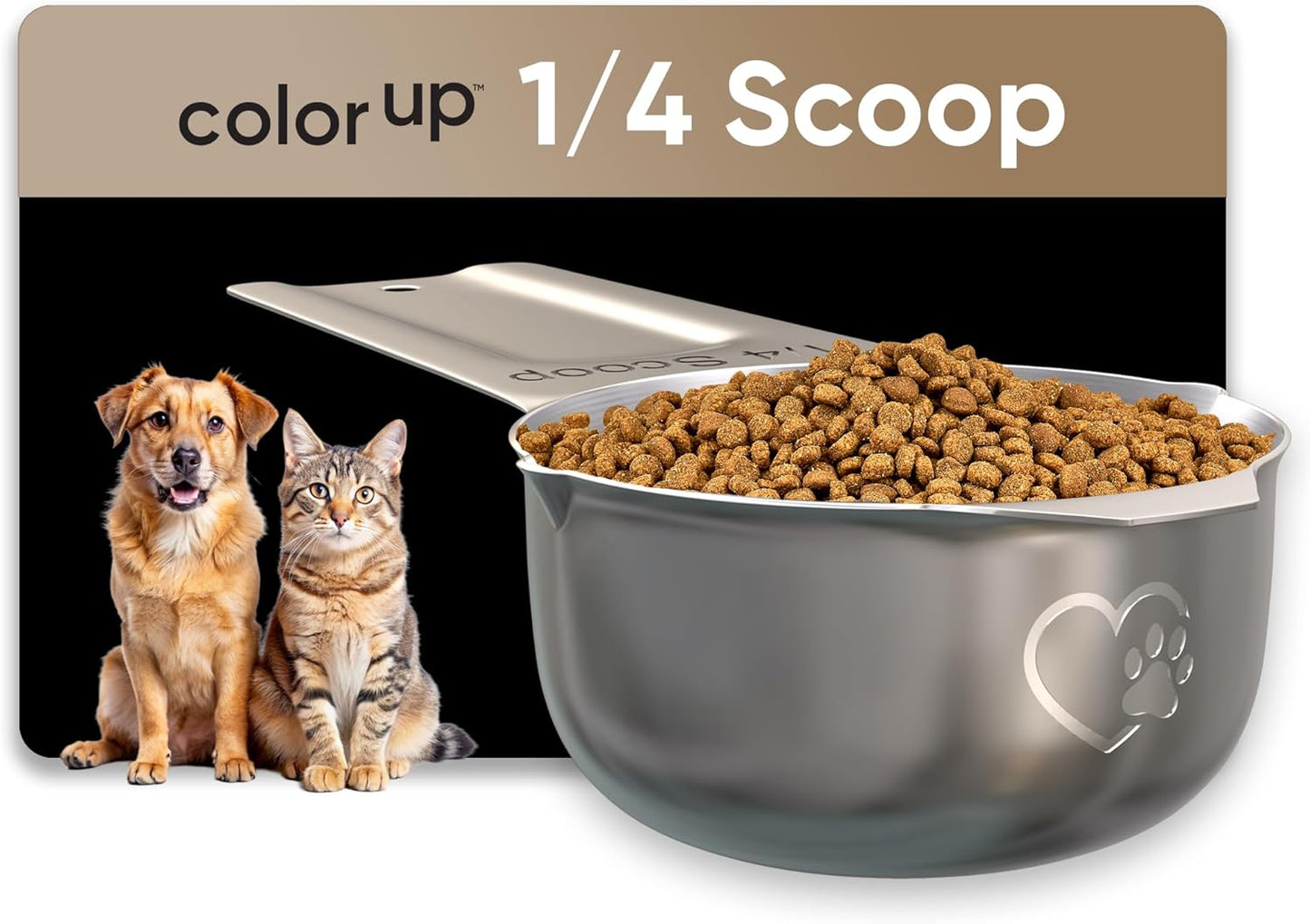 Color Up 1 Cup Pet Food Scoop – Stainless Steel Dog Food Scoop Cup (16 Tbsp) – Heavy-Duty, Rust-Resistant Measuring Scoop for Dogs, Cats, Birds & Rabbits – Ideal for Dry Food & Treats