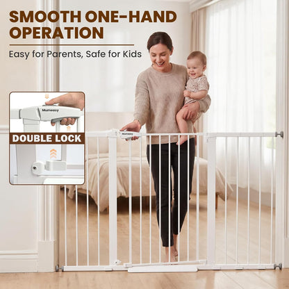 Mumeasy Baby Gate Extra Wide, 29.7-51'' Pressure Mounted Dog Gate with Walk Thru Door, Auto Close Pet Gate for House, Stairs, Doorways,Black