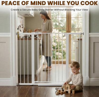 Mumeasy 36" High Extra Tall Dog Gate, 29.6"-40.5" Wide Pressure Mounted Tall Baby Gate for Dog, Auto Close Pet Gate with Door for Stairs,Doorways,House,Black
