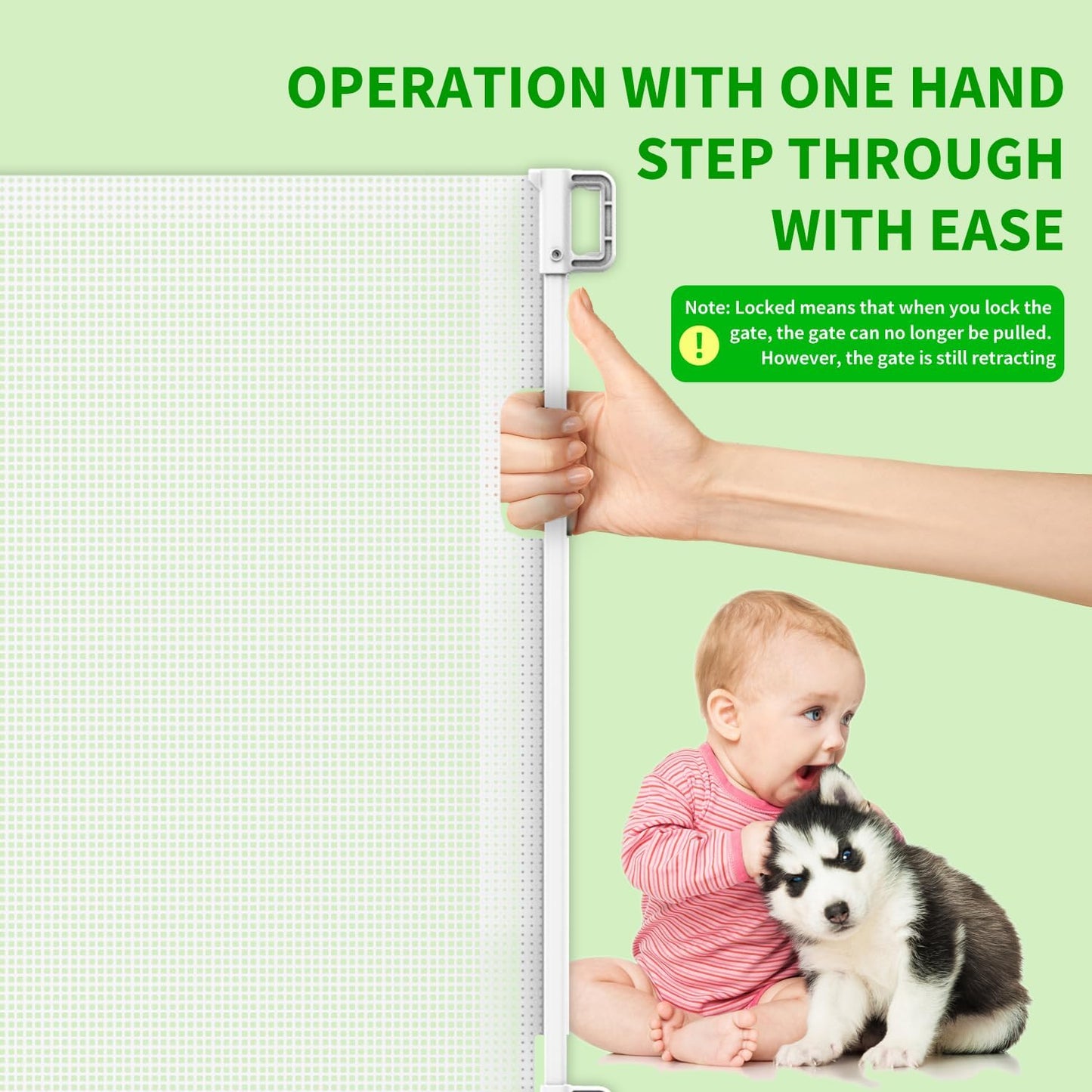 Upgraded Retractable Baby Gate for Stairs, 33"Tall Expands 71"Wide Ideal Safety Solution Dog Gate for Stairs Doorways Hallways Indoor/Outdoor Mesh Baby Gate Retractable Screen Door(Black,86CMx180CM)