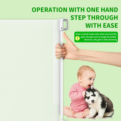 Upgraded Retractable Baby Gate for Stairs, 33"Tall Expands 71"Wide Ideal Safety Solution Dog Gate for Stairs Doorways Hallways Indoor/Outdoor Mesh Baby Gate Retractable Screen Door(Black,86CMx180CM)