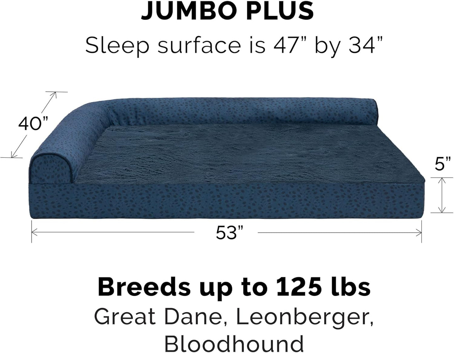 Furhaven Memory Foam Dog Bed for Large Dogs w/ Removable Bolsters & Washable Cover, For Dogs Up to 95 lbs - Two-Tone Plush Faux Fur & Suede L Shaped Chaise - Espresso, Jumbo/XL