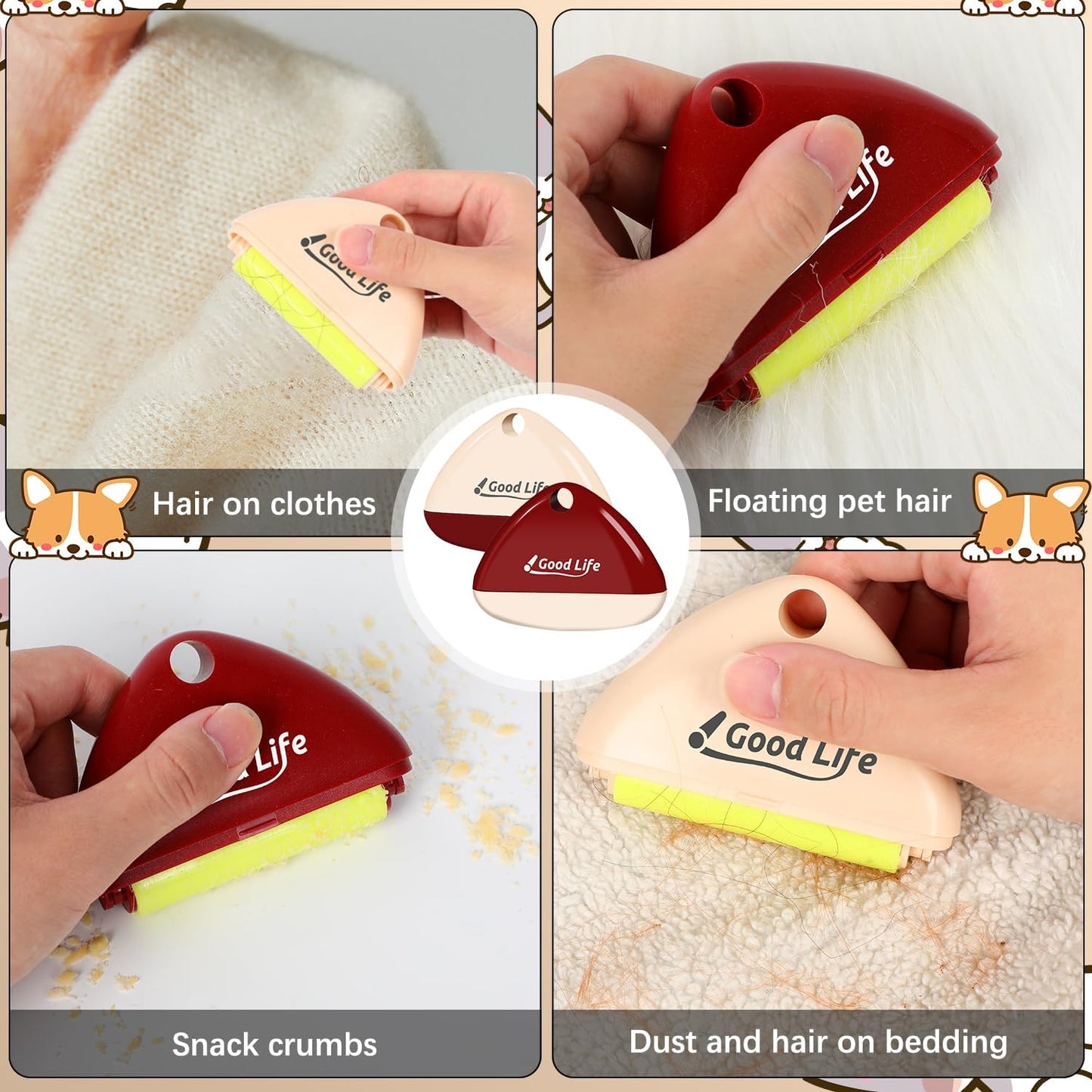 4 Pack Reusable Lint Roller Portable Mini Lint Remover Cat Pet Hair Rollers Travel Size Sticky Cleaner Dog Hair Remover for Clothes Washable Gel Lint Roller Ball