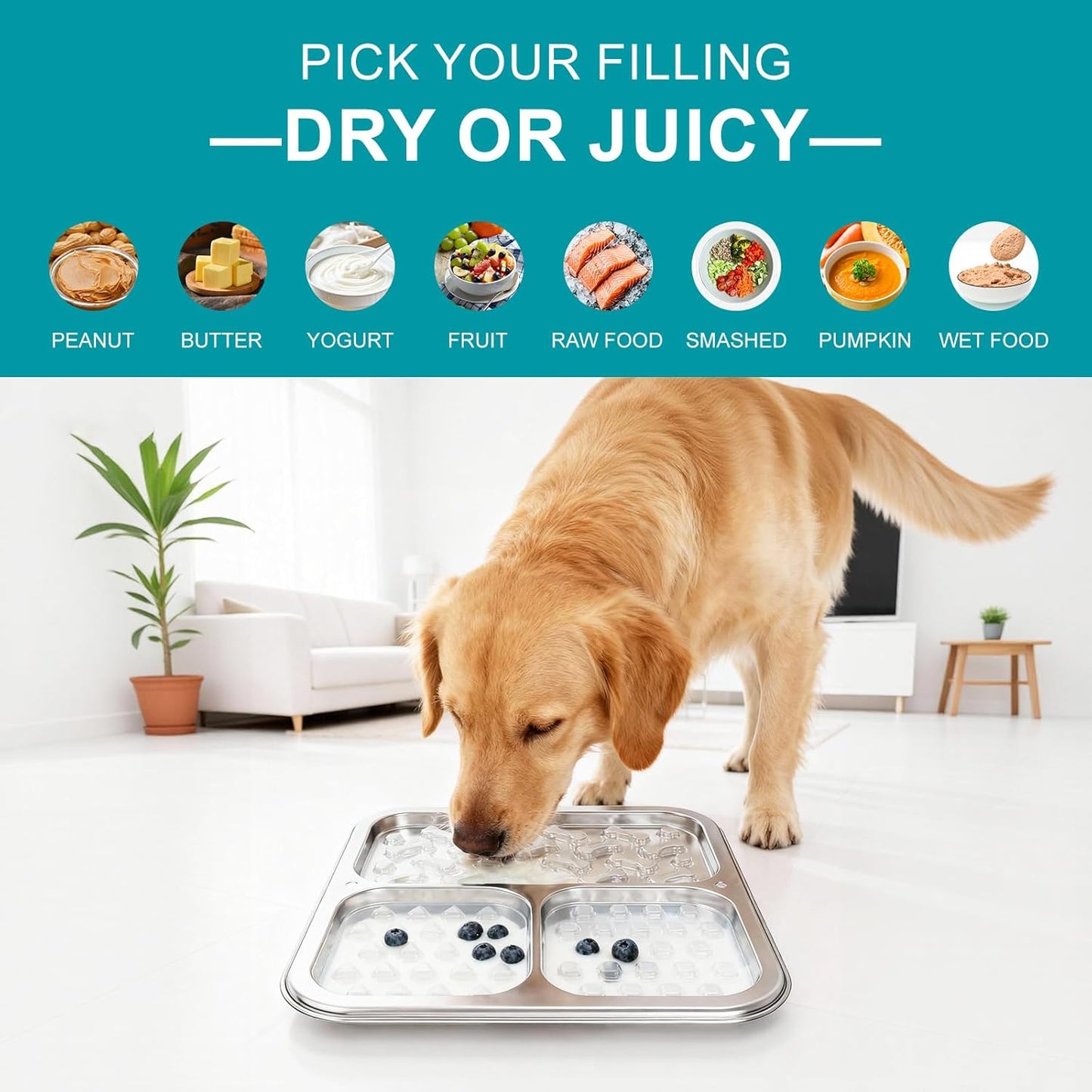 Stainless Steel Lick Mat for Dogs & Cats, Dog Lick Mat with Suction Cups & Crate Mount, Chew-Proof Slow Feeder with 3 Textured Zones for Calm Feeding & Anxiety Relief [1Pack]