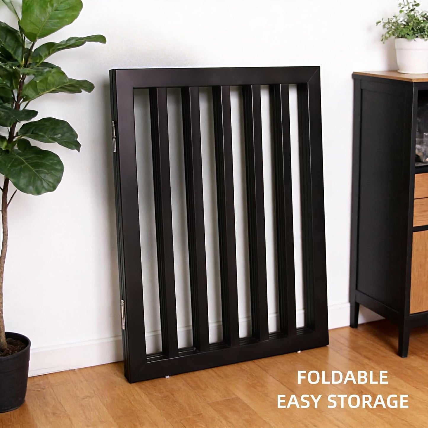 Dog Gate Indoor, Freestanding Dog Fence for The House, Doorways, Hallways,or Stairs,Pet Gate Foldable Wooden,Expandable 24" Height 3 Panels,White
