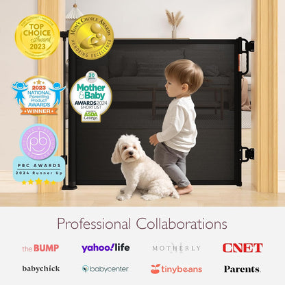 Momcozy Retractable Baby Gate, Mesh Baby Gate or Mesh Dog Gate, 33" Tall,Extends up to 71" Wide, Child Safety Gate for Doorways, Stairs, Hallways, Indoor/Outdoor