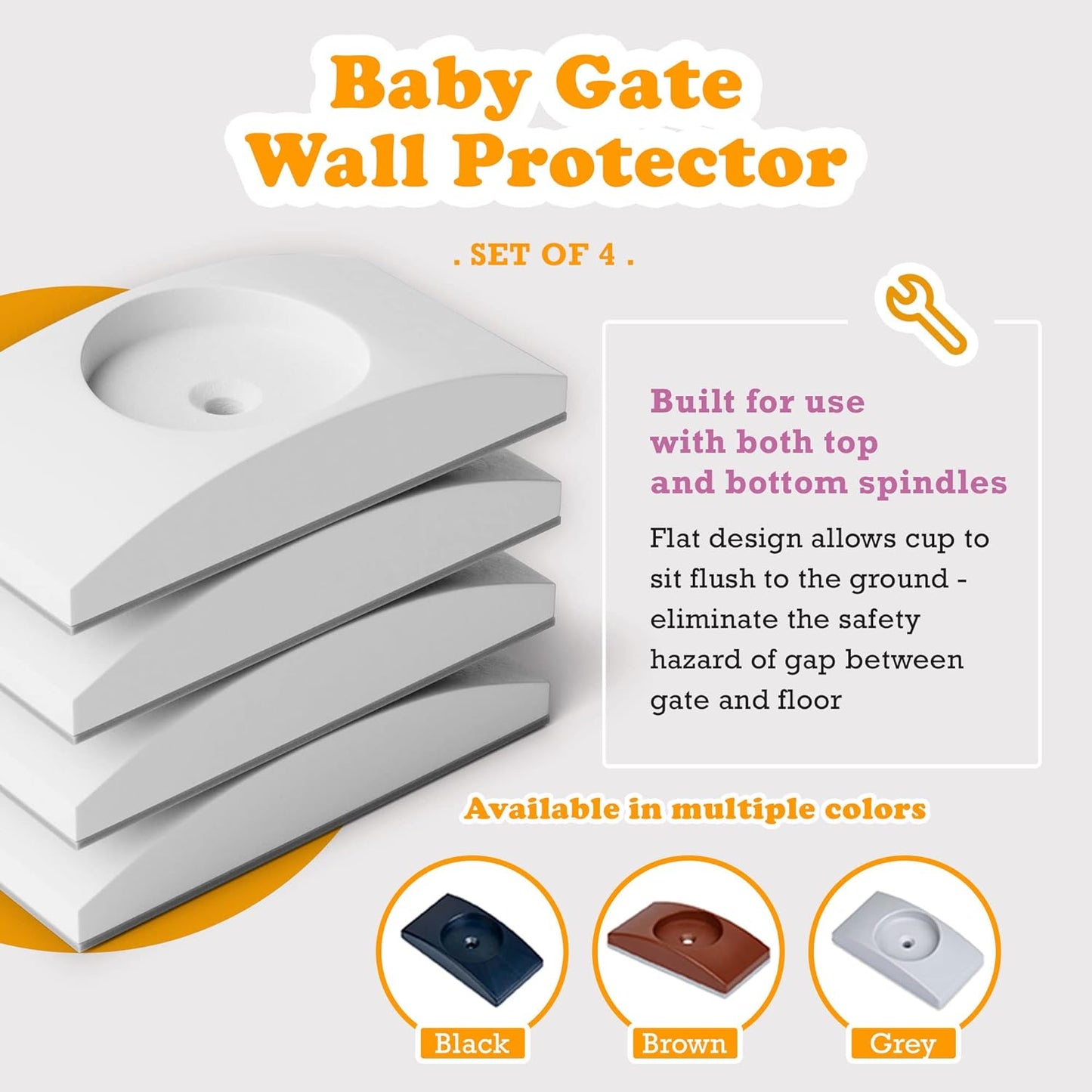 Wall Nanny 2-Pack - Works with 2 Gates - Baby Gate Wall Protector (Made in USA) Protects Walls and Doorways from Pet Gates - for Pressure Mounted Indoor Safety Baby Gates - Black
