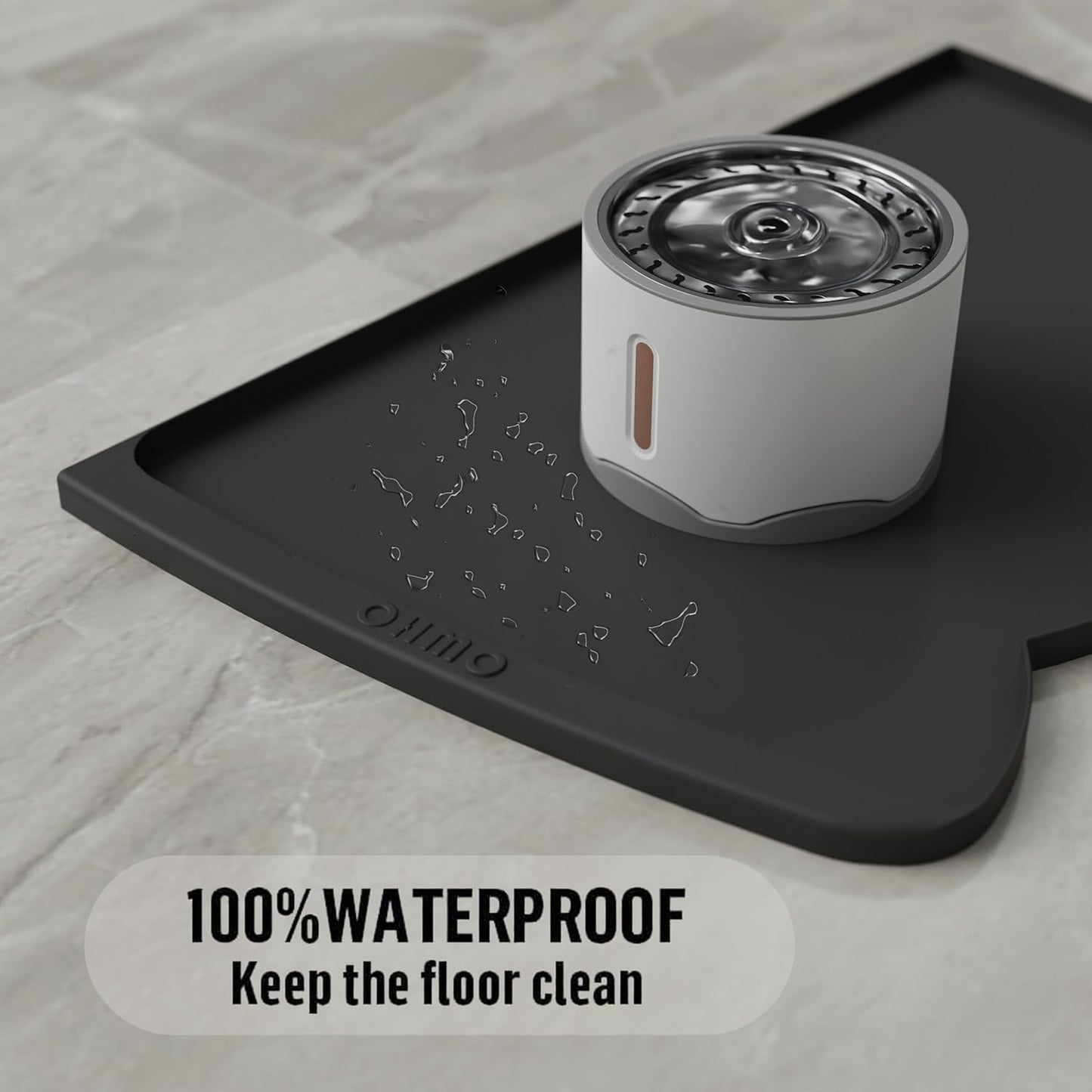 OHMO - Cat Food Mat, Silicone Pet Feeding Mat for Floor Non-Skid Waterproof Dog Water Bowl Tray, Easy to Clean Pet Placemat (Erythrinus, 18 * 9.8'')