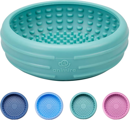 Dog Lick Bowl, Animire Freeze Lick Mat for Dogs, Non-Slip Slow Feeder Licking Bowl Enrichment Treat for Distraction Anxiety Relief, Food Grade Silicone, Dishwasher Safe(Pastel Purple,S)