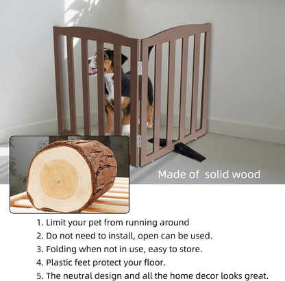 ZJSF Foldable Freestanding Indoor Dog Gate for House Wood White Long Pet Gates Dog Fence for Stairs Puppy Gates for Hallways,Pet Fence, Puppy Gate,Support Feet Included 24 "Height-3 Panels