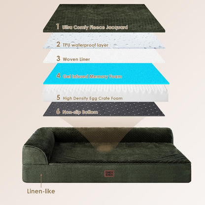EHEYCIGA Orthopedic Dog Bed Medium Size Dogs, Memory Foam Dog Bed with Washable Removable Cover, Waterproof Pet Sofa Couch for Crate with Nonskid Bottom, 30x20x6, Grey