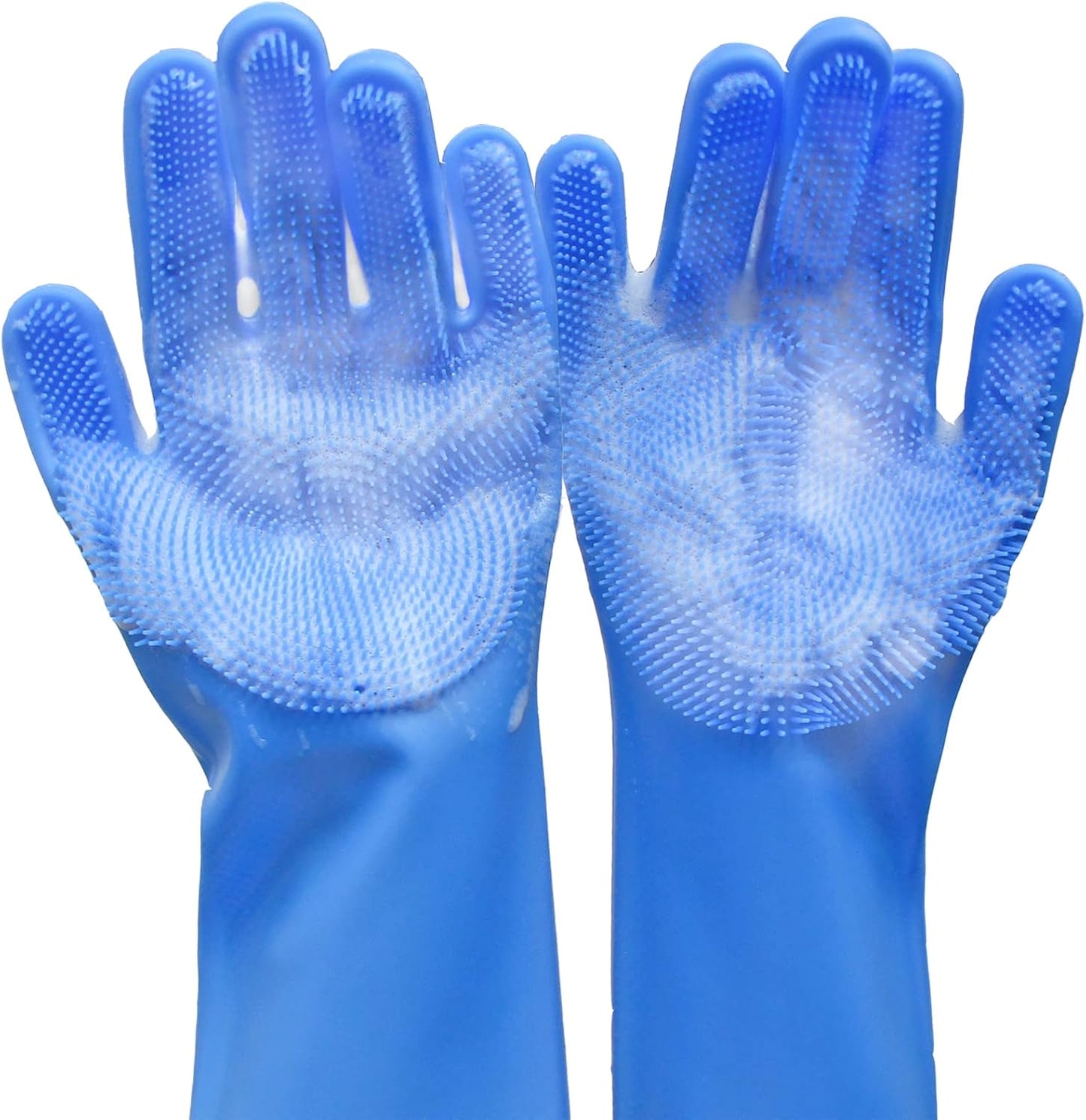 Pet Grooming Gloves, Dog Washing Gloves with High-Density Teeth, Heat Resistant Silicone Dog Bath Scrubber with Enhanced Five Finger Design, Bathing and Massaging for Dogs and Cats