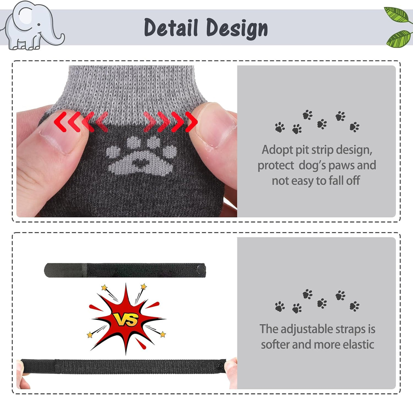 SCENEREAL 6Pcs Anti Slip Dog Socks to Prevent Licking Paws for Hot/Cold Pavement, Dog Grippy Socks for Hardwood Floors, Dog Shoes for Boots & Paw Protectors for Puppy Small Medium Large Senior Dogs