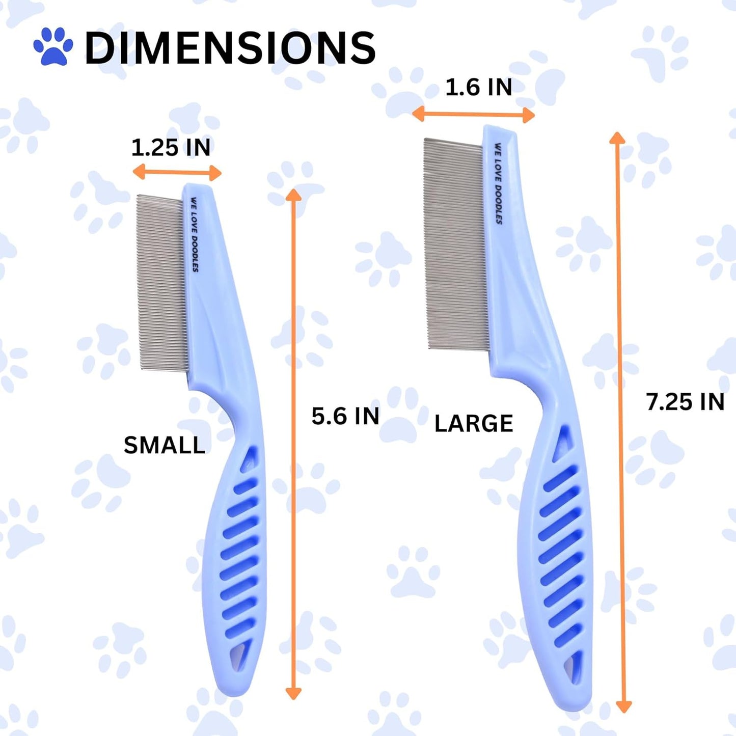 Dog Face Comb, Flea Comb for Dogs, Fine Tooth Tearstain Remover, Removes Crust and Mucus, Face Brush for Poodles & Other Breeds, Grooming Comb for Pets, Large + Small [We Love Doodles]