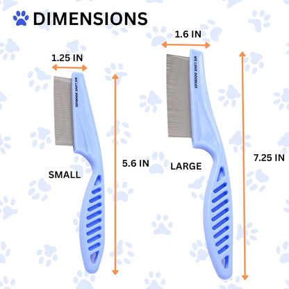 Dog Face Comb, Flea Comb for Dogs, Fine Tooth Tearstain Remover, Removes Crust and Mucus, Face Brush for Poodles & Other Breeds, Grooming Comb for Pets, Large + Small [We Love Doodles]