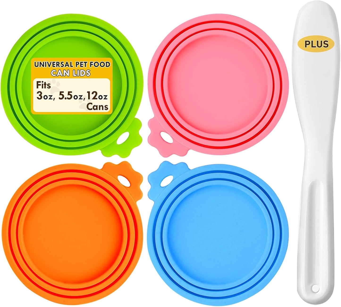 Lydia’s Deal Pet Food Can Covers 2-Pack, Thick Silicone Universal Can Lids for Dog & Cat Food, Fits 3oz/5.5oz/12oz, Airtight Seal, Durable & Dishwasher Safe, Easy Grip with Spoon (Blue & Orange)