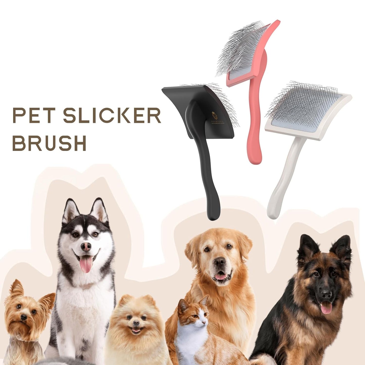 Slicker Brush for Dogs, for Golden Doodles with Long Hair, for Large Pet Dogs, Grooming Pet Hair, Cream White(Large)