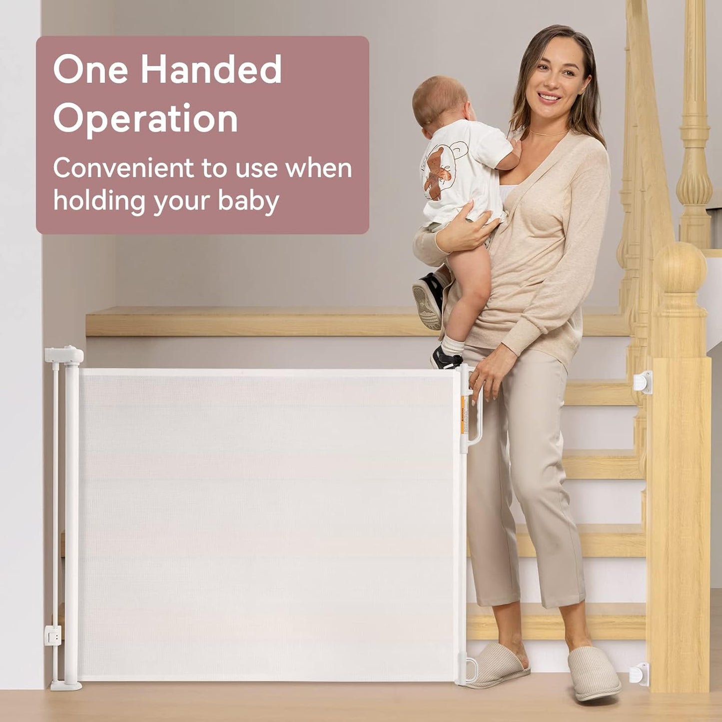 Momcozy Retractable Baby Gate, Mesh Baby Gate or Mesh Dog Gate, 33" Tall,Extends up to 71" Wide, Child Safety Gate for Doorways, Stairs, Hallways, Indoor/Outdoor