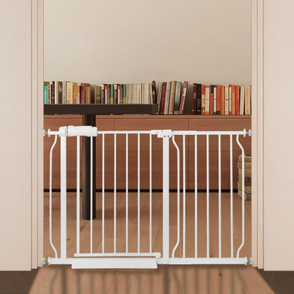 Extra Wide Baby Gate with Door Pressure Mounted 57.48-62.20 Inch,Child Baby Gates for Doorways No Drilling,Walk Through Dog Gate Indoor for The House Kitchen Stairs,White