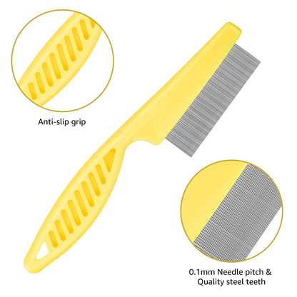 Cat & Dog Grooming Set - Fine Tooth Comb for Removing Dandruff Flakes & Hair (Blue)