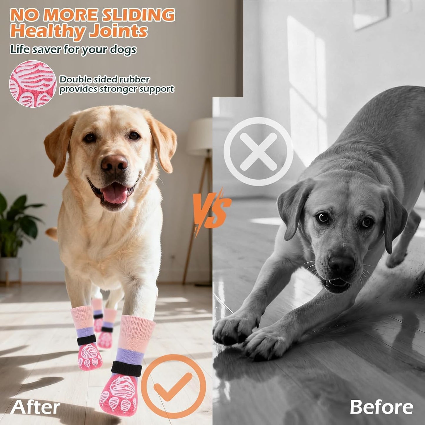 EXPAWLORER Anti Slip Dog Socks to Prevent Licking Paws, Dog Shoes for Hot Pavement Walk, Dog Booties for Hardwood Floors, Dog Boots & Paw Protectors with Grippers for Small Medium Large Senior Dogs M